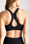 Hazel Blues® |  Working Out My Ego Cross Back Sports Bra in Black
