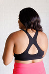 Hazel Blues® |  Working Out My Ego Cross Back Sports Bra in Black
