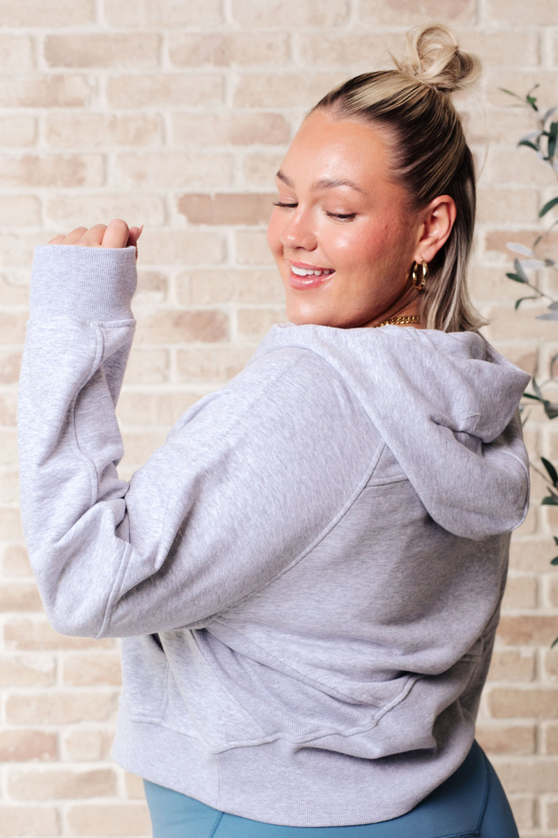 Hazel Blues® |  Working Up A Sweat Hooded Pullover in Grey