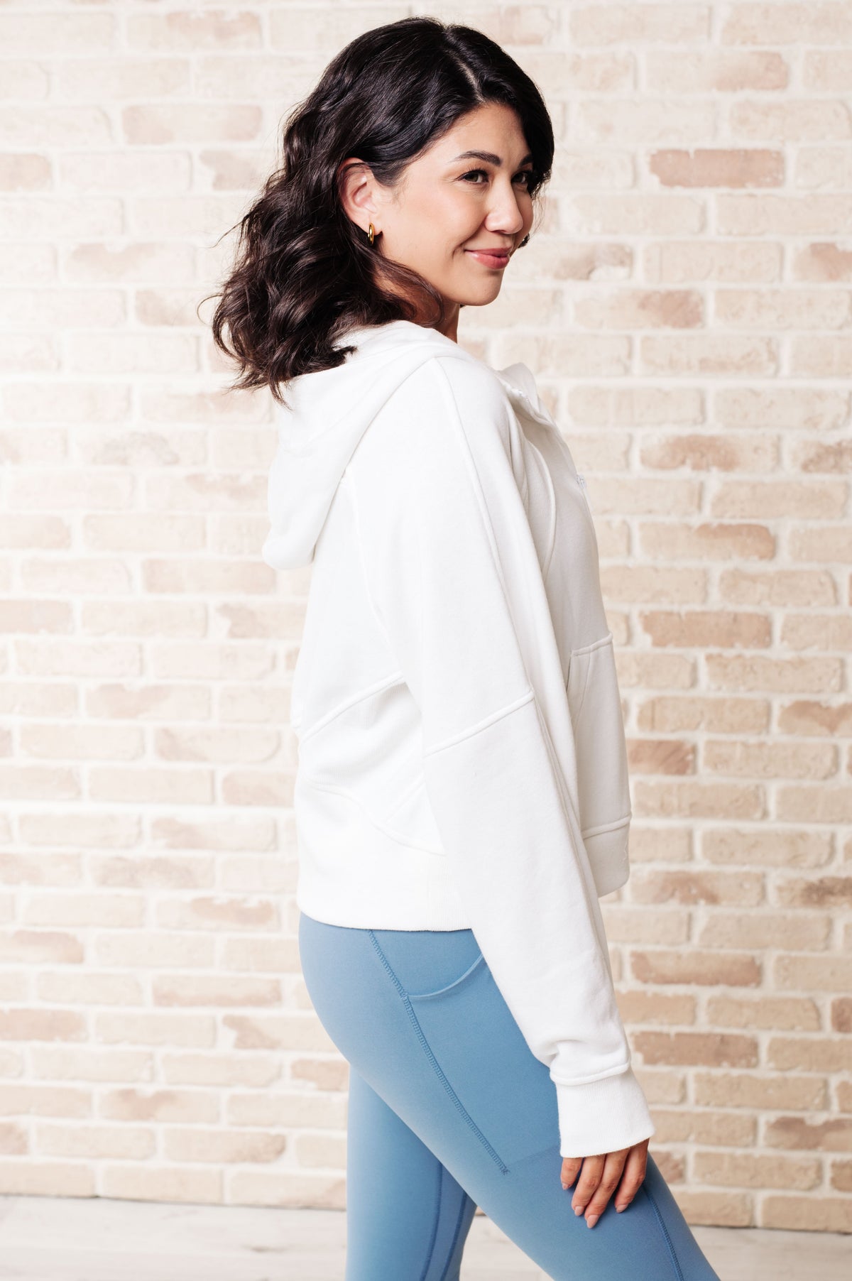 Hazel Blues® |  Working Up A Sweat Hooded Pullover in Off White