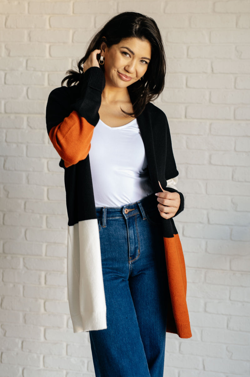 Hazel Blues® |  Writer's Block Color Block Open Front Cardigan