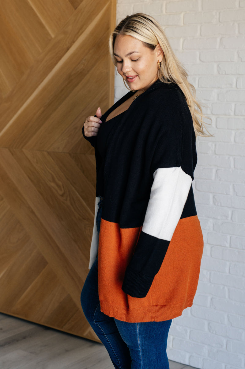 Hazel Blues® |  Writer's Block Color Block Open Front Cardigan