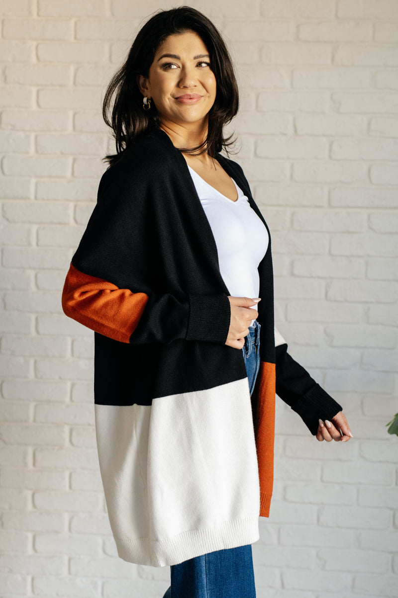 Hazel Blues® |  Writer's Block Color Block Open Front Cardigan