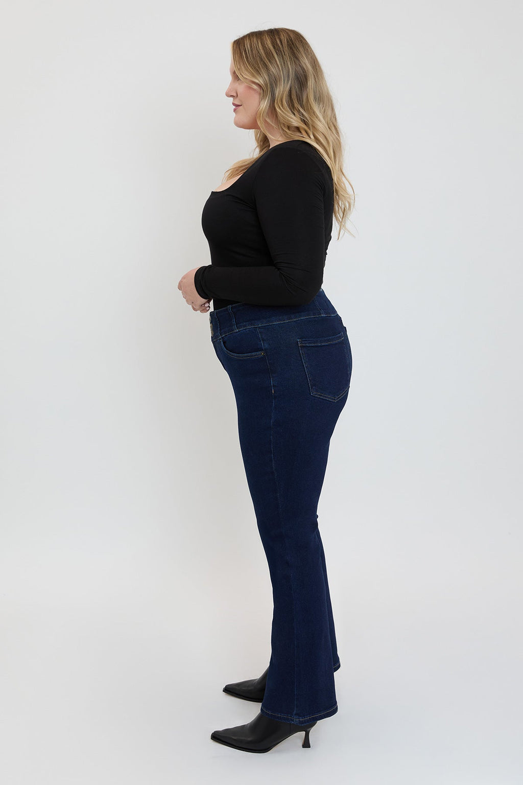 3-Button Premium-Stretch Bootcut Jeans