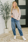 Hazel Blues® |  You Should Know Half Zip Pullover in Ash Mocha