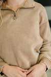 Hazel Blues® |  You Should Know Half Zip Pullover in Deep Camel