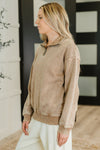 Hazel Blues® |  You Should Know Half Zip Pullover in Deep Camel
