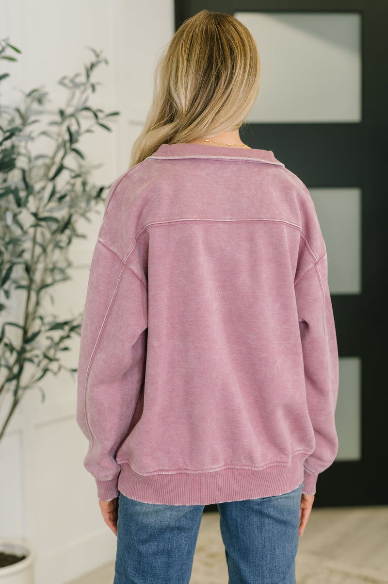 Hazel Blues® |  You Should Know Half Zip Pullover in Light Rose