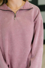 Hazel Blues® |  You Should Know Half Zip Pullover in Light Rose