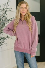 Hazel Blues® |  You Should Know Half Zip Pullover in Light Rose