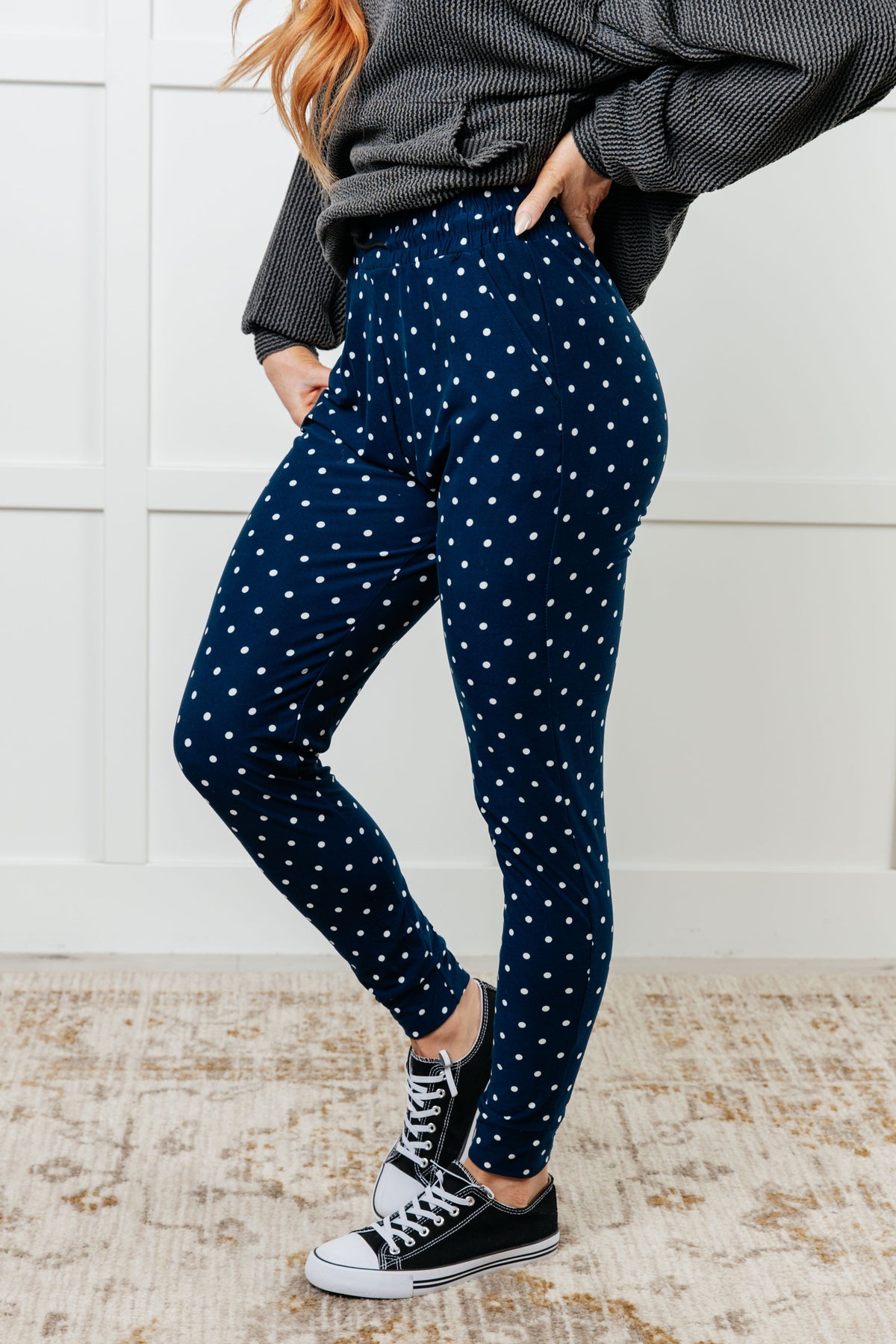 Hazel Blues® |  Your New Favorite Joggers in White Polka Dot