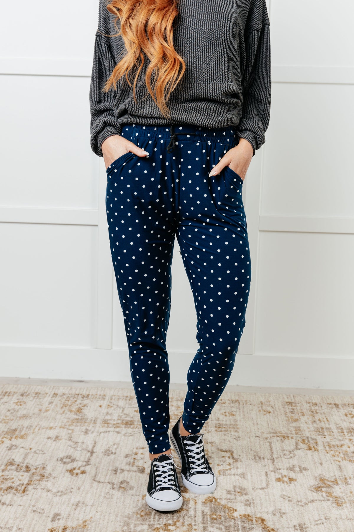 Hazel Blues® |  Your New Favorite Joggers in White Polka Dot