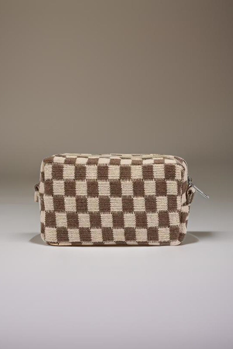 Hazel Blues® |  Zenana Checkered Pattern Knitted Cosmetic Pouch