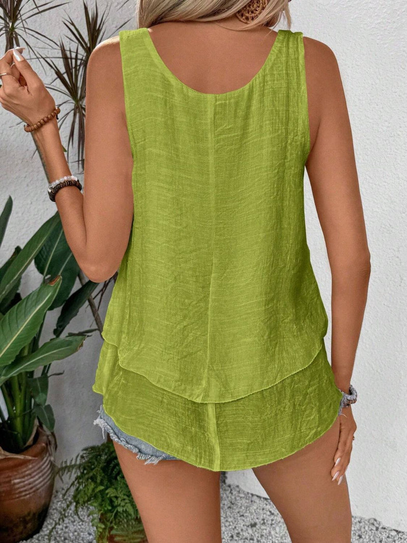 Layered Scoop Neck Wide Strap Tank