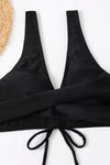 Hazel Blues® |  Ruched Lace-Up Wide Strap Two-Piece Bikini Set
