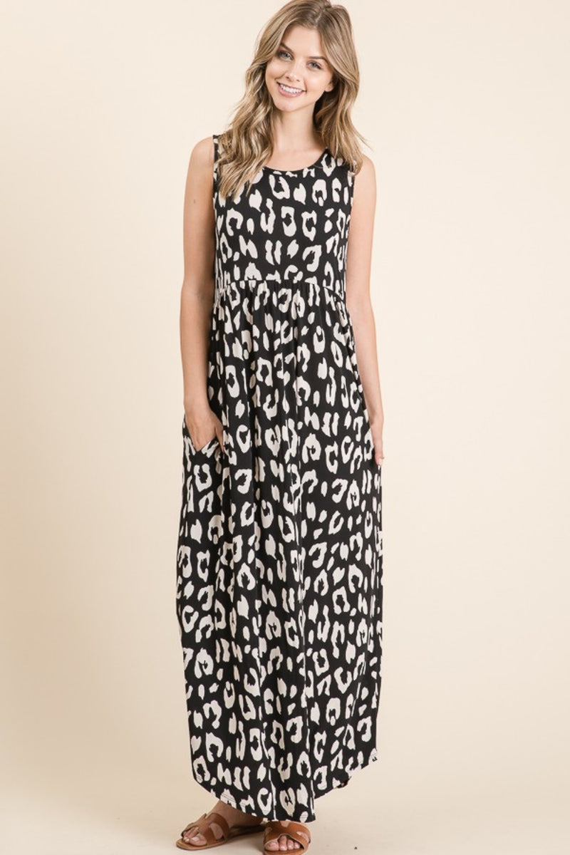 Hazel Blues® |  BOMBOM Leopard Maxi Dress with Pockets