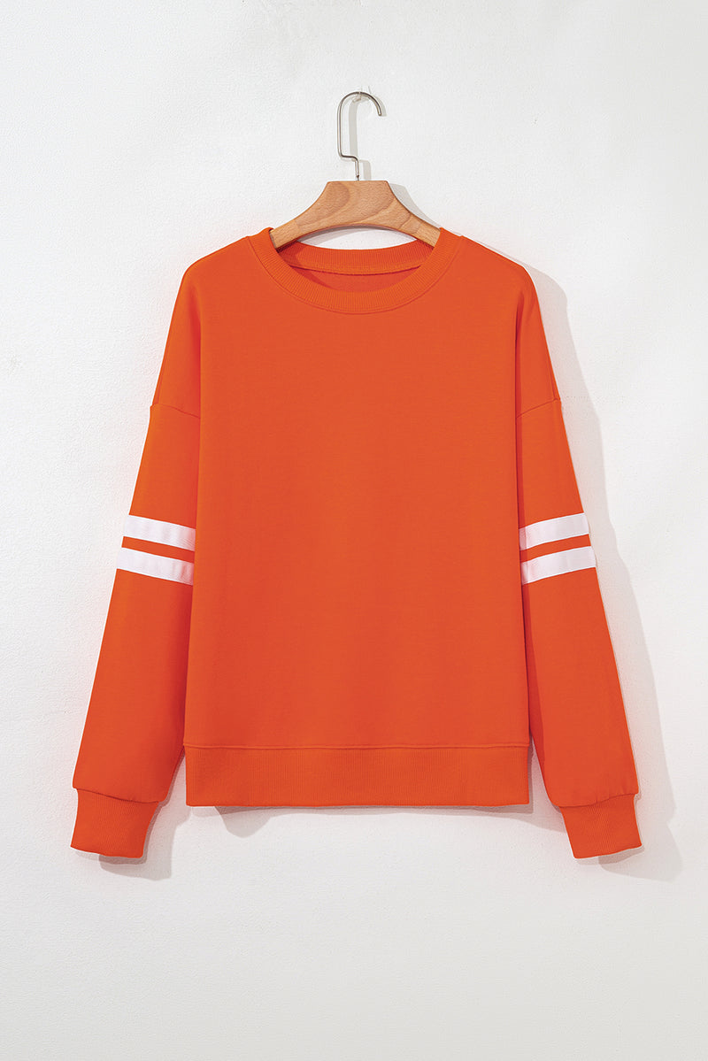 Hazel Blues® |  Evergreen Varsity Striped Detail Drop Shoulder Oversized Sweatshirt