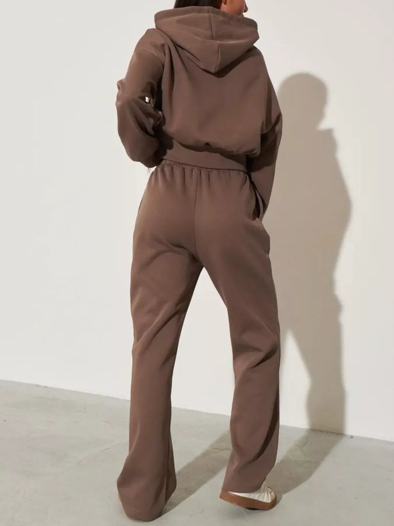 Zip-Up Hoodie and Wide-Leg Pants Set – Hazel Blues®