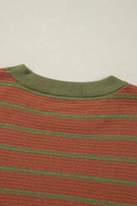 Hazel Blues® |  Striped Round Neck Long Sleeve Sweater