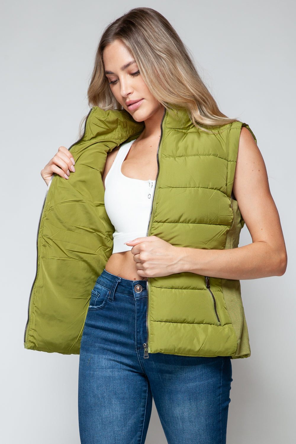 Hazel Blues® |  Snobbish Zip Up Turtleneck Vest with Pockets