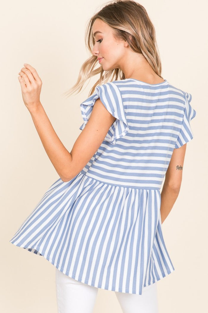 Hazel Blues® |  BOMBOM Striped Round Neck Blouse