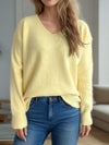 Hazel Blues® |  V-Neck Dropped Shoulder Long Sleeve Sweater