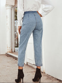 Hazel Blues® |  Tied Straight Leg Jeans with Pockets