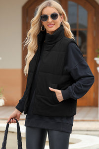 Hazel Blues® |  Pocketed Zip Up Turtleneck Vest Coat