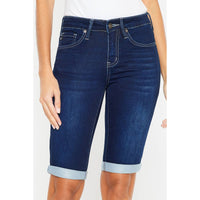 Hazel Blues® |   Kan Can Stone Wash Bermuda Shorts: Dark