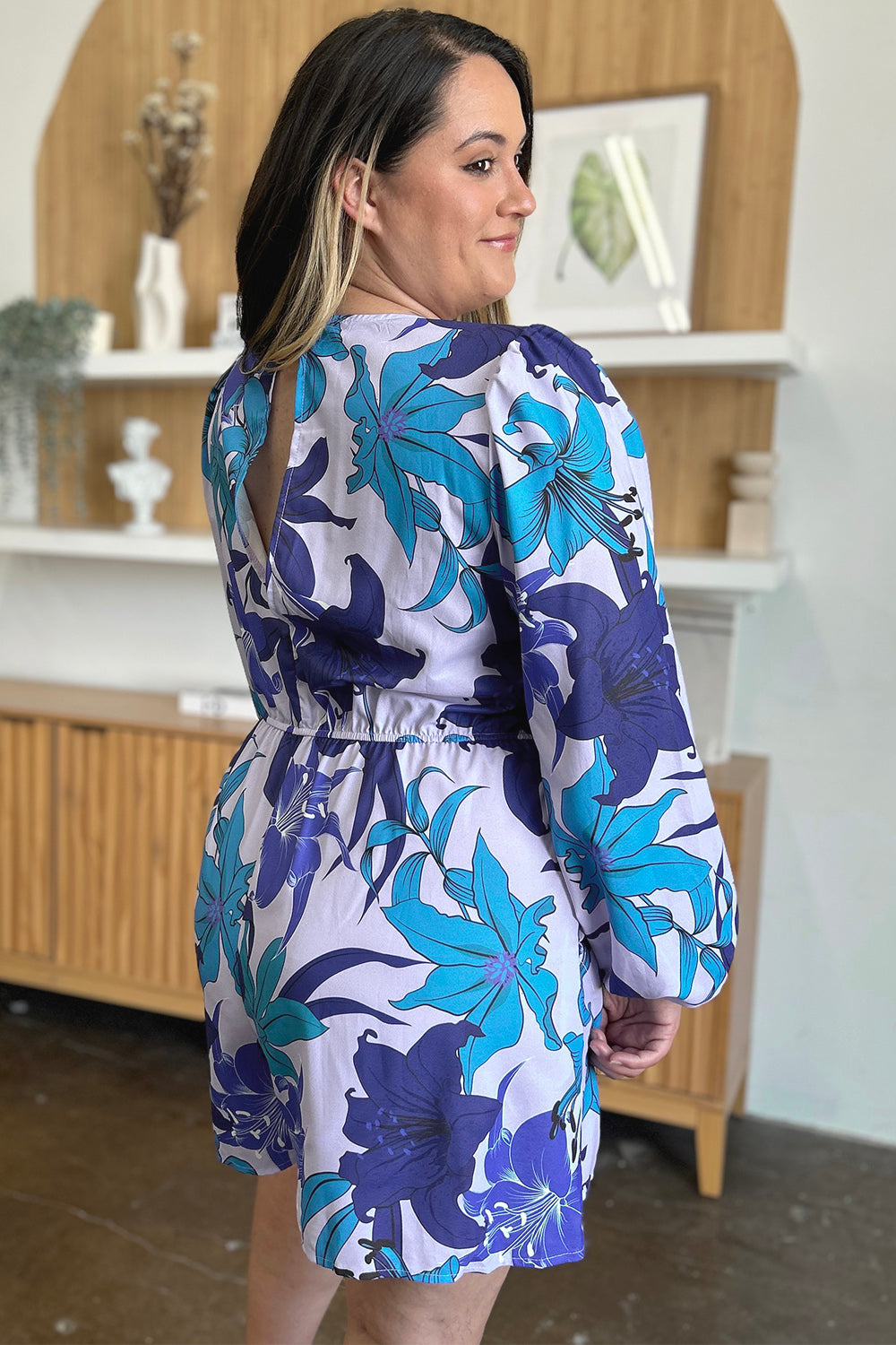 Hazel Blues® |  Double Take Floral Long Sleeve Romper with Pockets