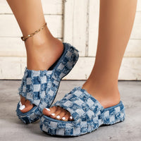 Hazel Blues® |  Plaid PU Leather Platform Sandals