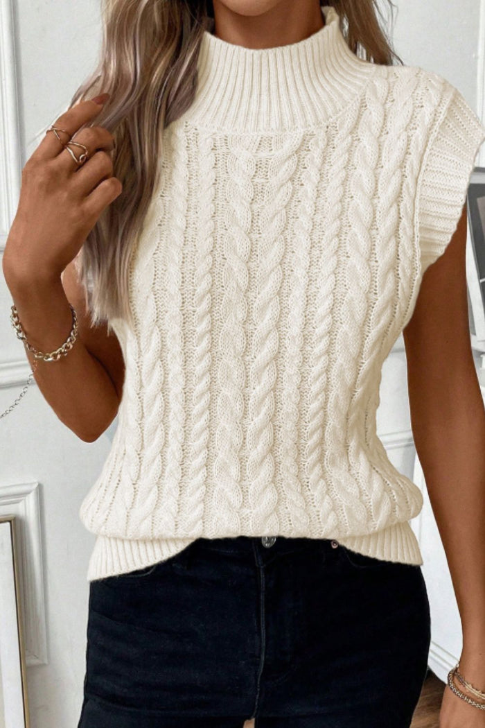 Hazel Blues® |  Cable Knit Turtleneck Sweater Vest