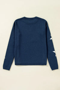 Hazel Blues® |  Star Round Neck Long Sleeve Sweater