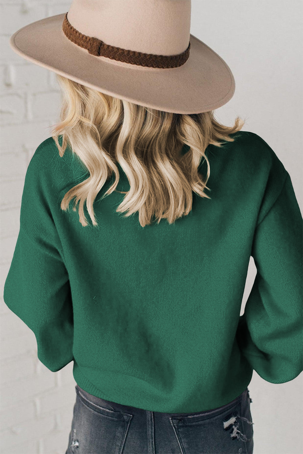 Holiday Glow Pearl Sweater — Blackish Green