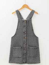 Hazel Blues® |  Wide Strap Button Down Denim Overall Dress