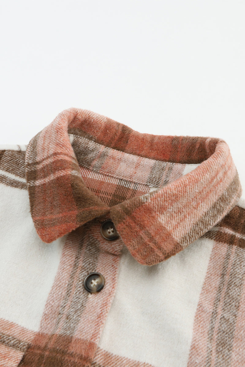 Hazel Blues® |  Pocketed Plaid Collared Neck Shacket