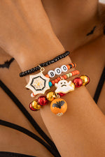 Hazel Blues® |  Orange 4pcs Halloween Ghost Spider Web Beaded Bracelet Set