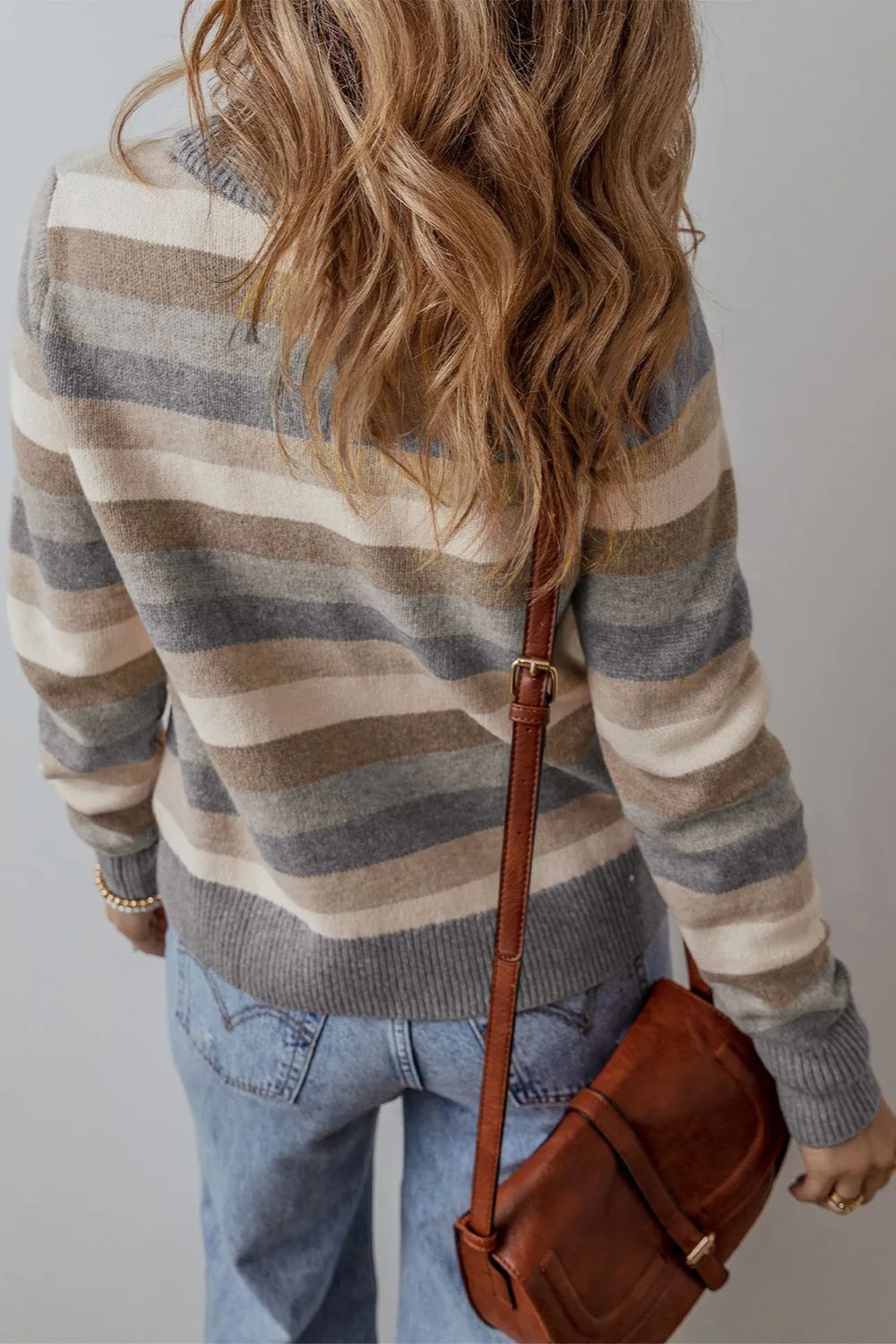 Hazel Blues® |  Striped Round Neck Long Sleeve Sweater