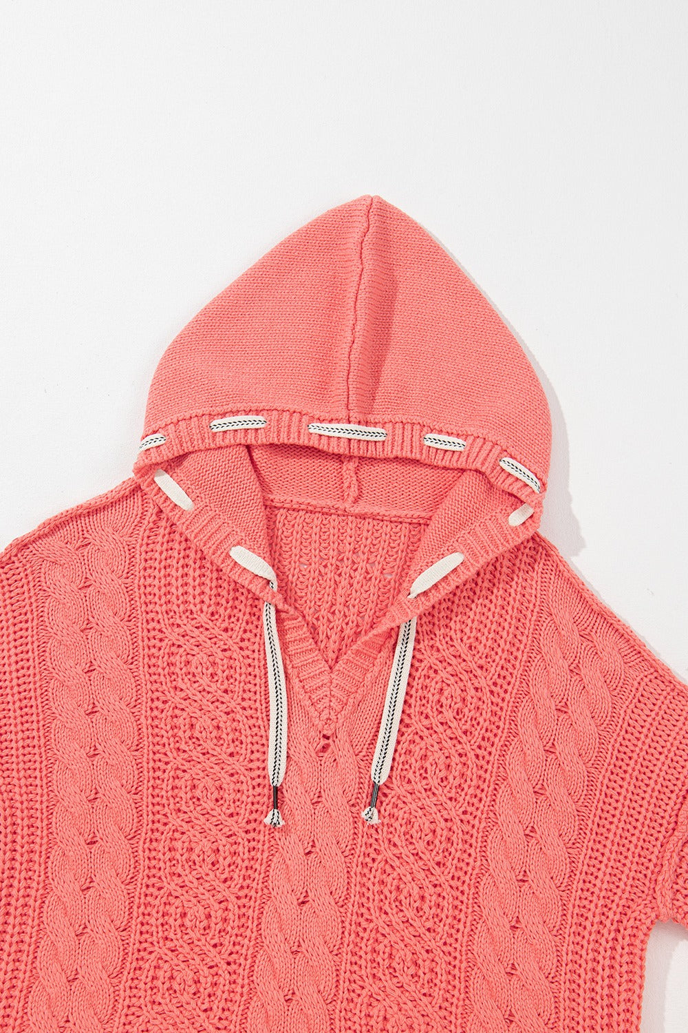 Hazel Blues® |  Drawstring Cable-Knit Hooded Sweater