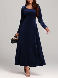 Hazel Blues® |  Square Neck Long Sleeve Velvet Dress