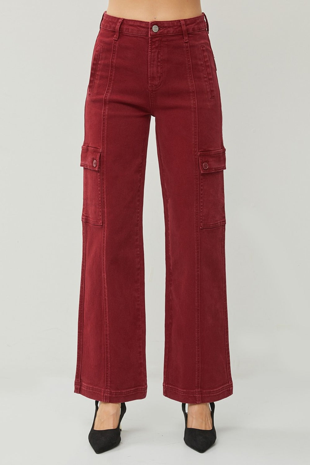 Hazel Blues® |  RISEN High Rise Wide Leg Cargo Jeans