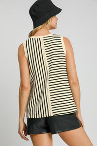 Hazel Blues® |  Umgee Round Neck Texture Striped Tank