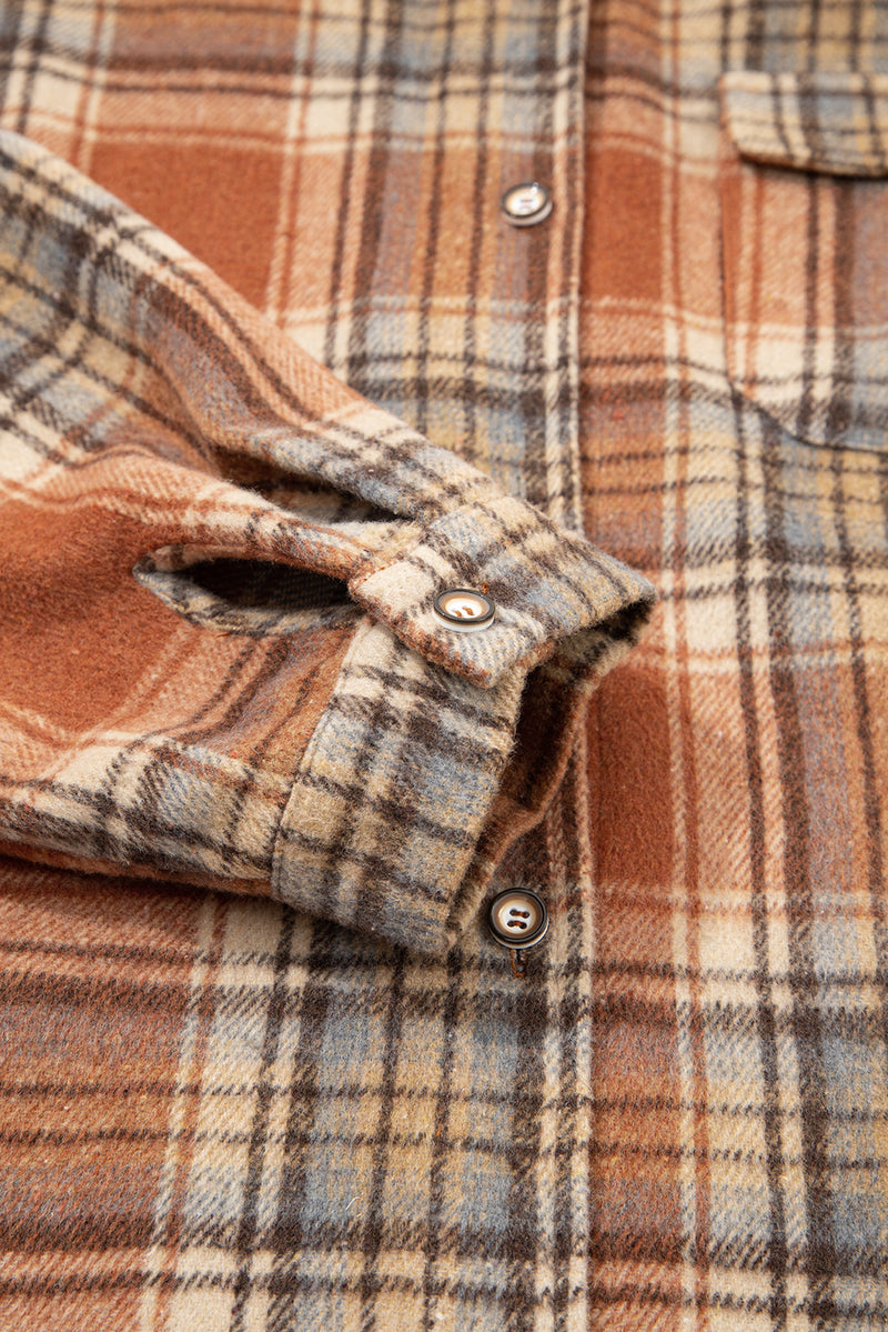 Hazel Blues® | Brown Plaid Print Flap Pocket Buttoned Shacket