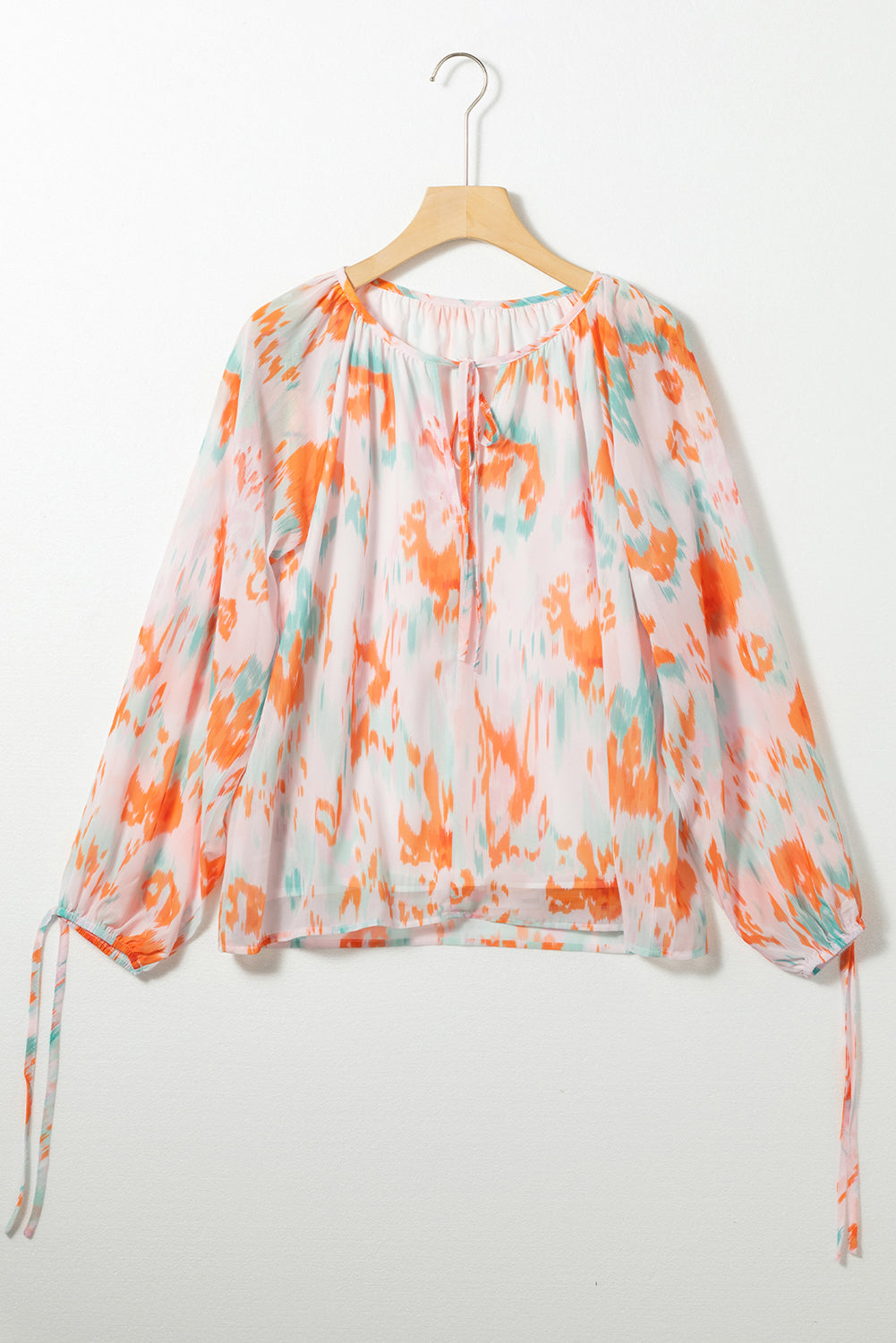 Hazel Blues® |  Printed Tie Neck Long Sleeve Blouse