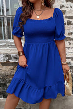 Hazel Blues® | Smocked Square Neck Short Sleeve Dress