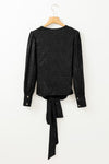 Hazel Blues® |  Glitter Surplice Long Sleeve Blouse