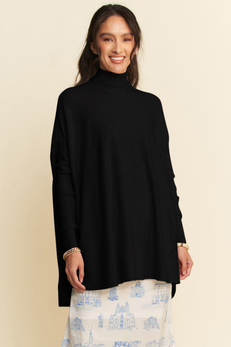 Hazel Blues® |  Davi & Dani High-Low Turtleneck Long Sleeve Knit Top