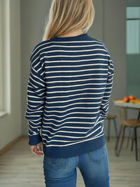 Hazel Blues® |  Striped Mock Neck Long Sleeve Sweater