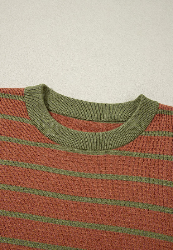 Hazel Blues® |  Striped Round Neck Long Sleeve Sweater