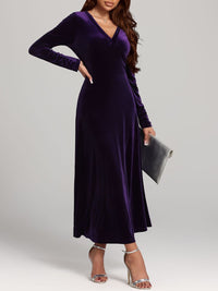 Hazel Blues® |  V-Neck Long Sleeve Velvet Dress